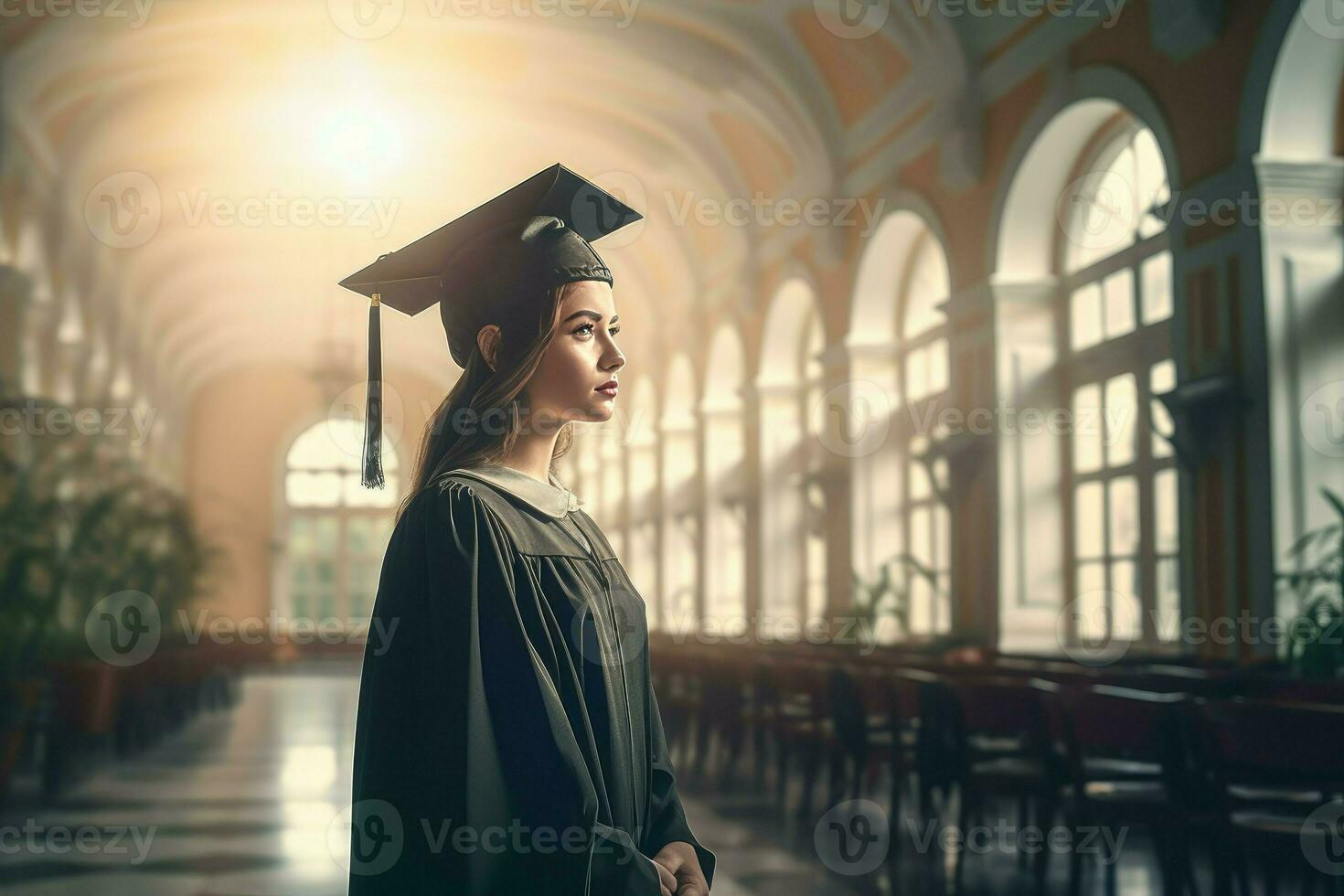 diploma uitreiking meisje. genereren ai foto