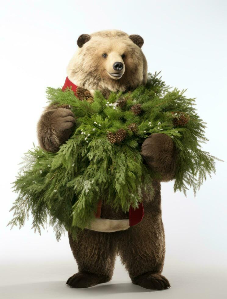 schattig beer met Kerstmis boom foto