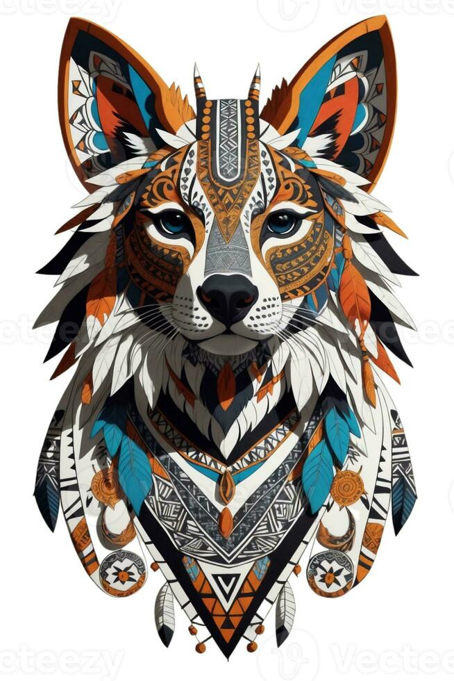 grafiek esoterisch totem wolf hoofd Aan wit achtergrond foto