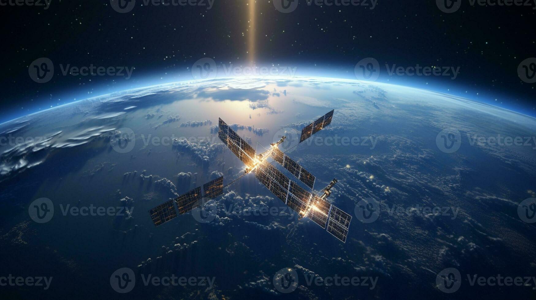 satelliet communicatie bovenstaand aarde foto