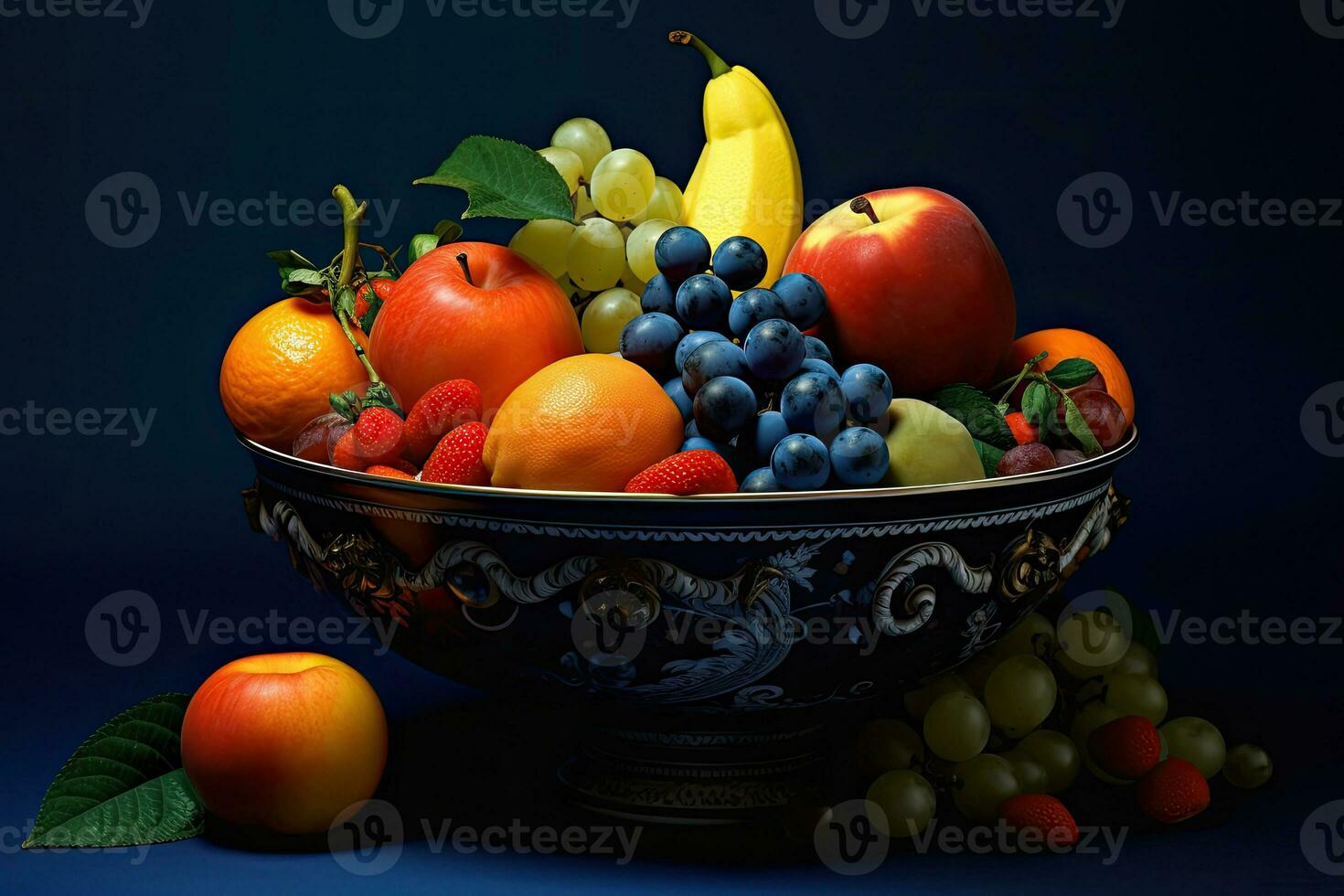 versierd overdadig kom van mengen fruit, generatief ai foto