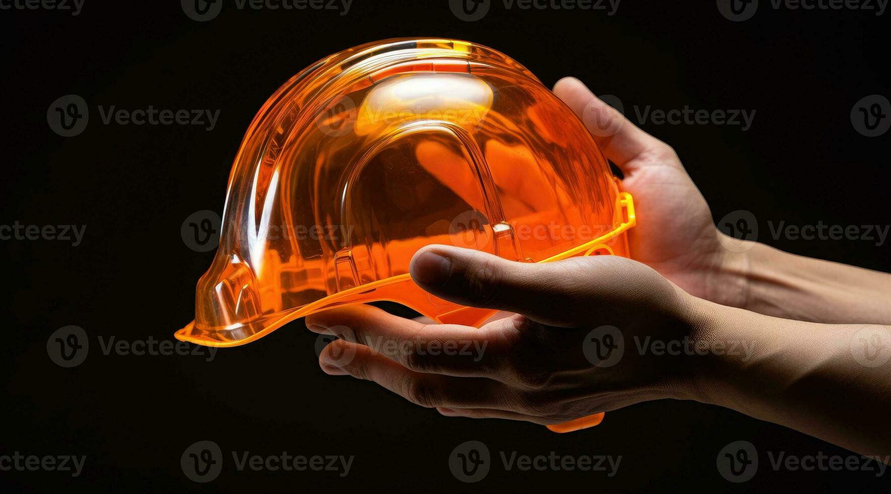 menselijk hand- Holding veiligheid helm foto