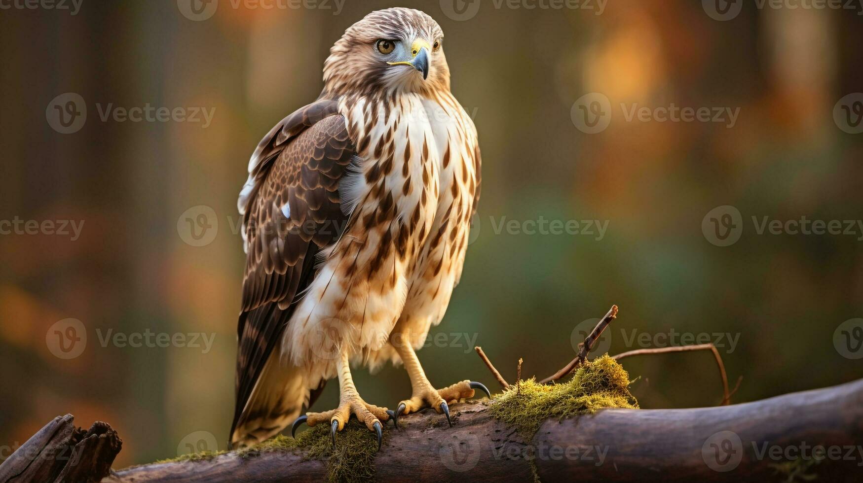 foto van een roodstaart staand Aan een gedaald boom Afdeling Bij ochtend. generatief ai