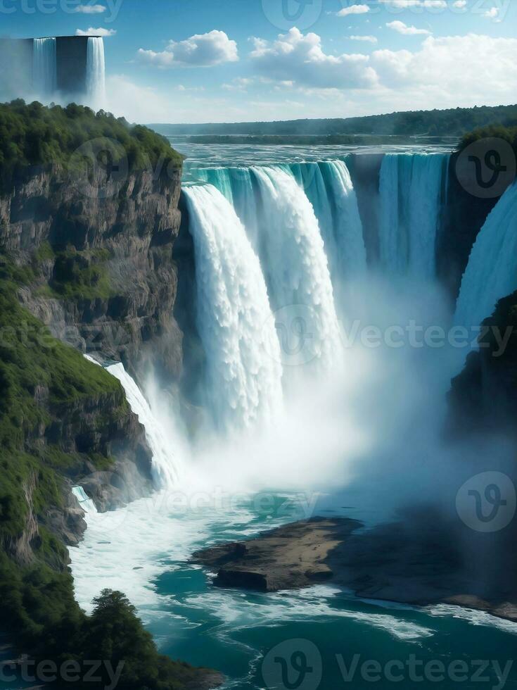 een mooi natuur water val, generatief ai illustratie. foto