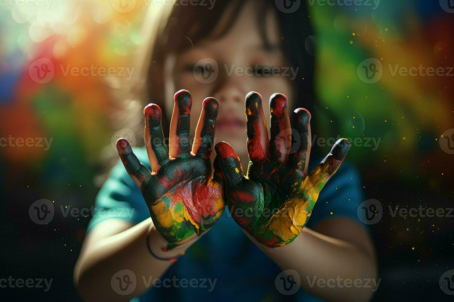 kinderen handen schilderen. genereren ai foto