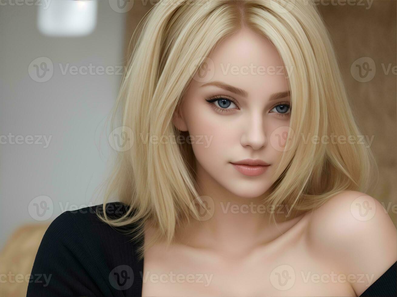 beeld van aantrekkelijk jong blond Kaukasisch vrouw. ai gegenereerd foto