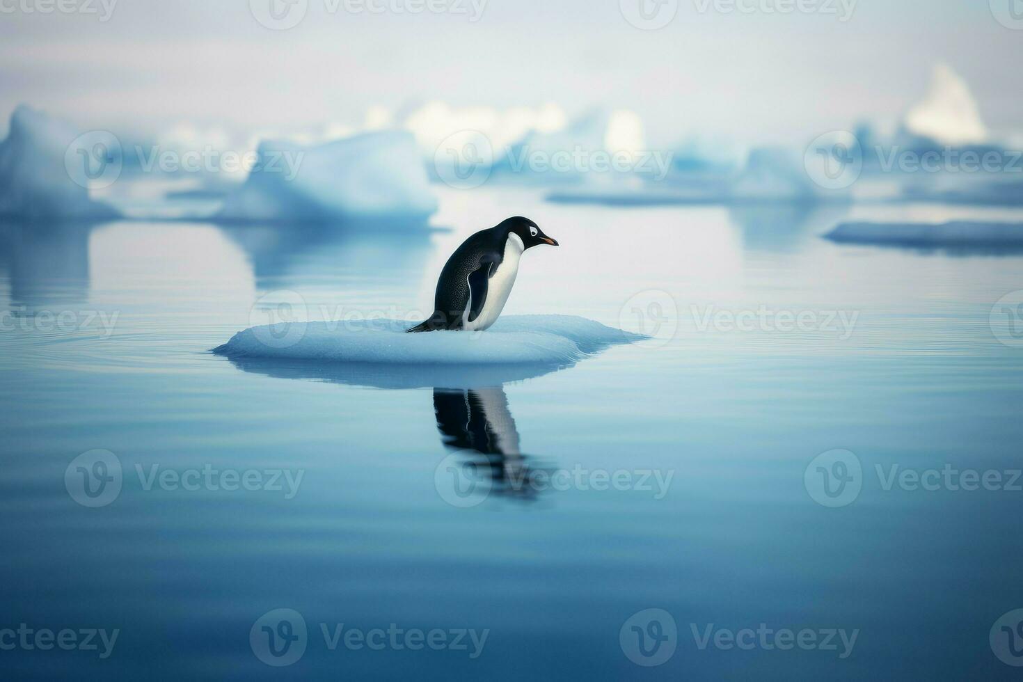 pinguïn ijs opwarming achtergrond. genereren ai foto