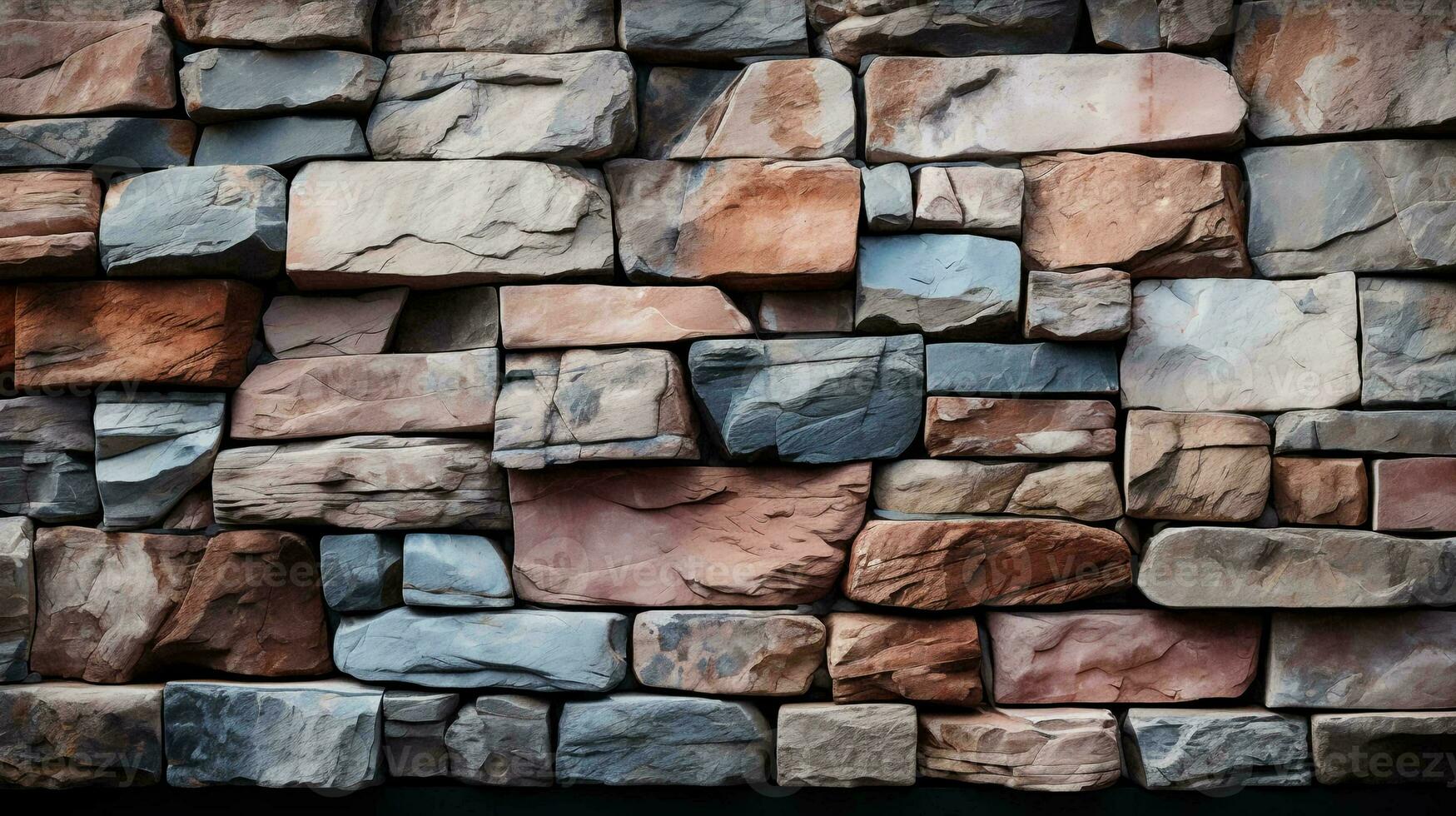 muur structuur van scherp steen bakstenen tegels achtergrond foto