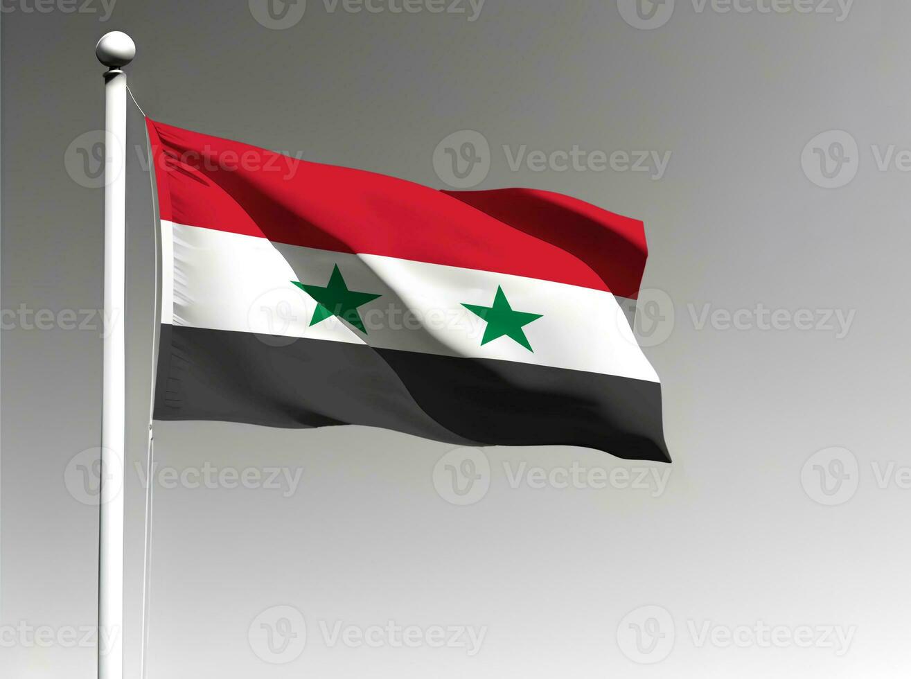 Syrië nationaal vlag golvend Aan grijs achtergrond foto