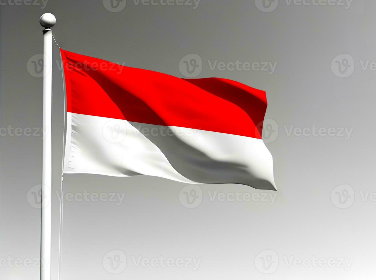 Indonesië nationaal vlag golvend Aan grijs achtergrond foto