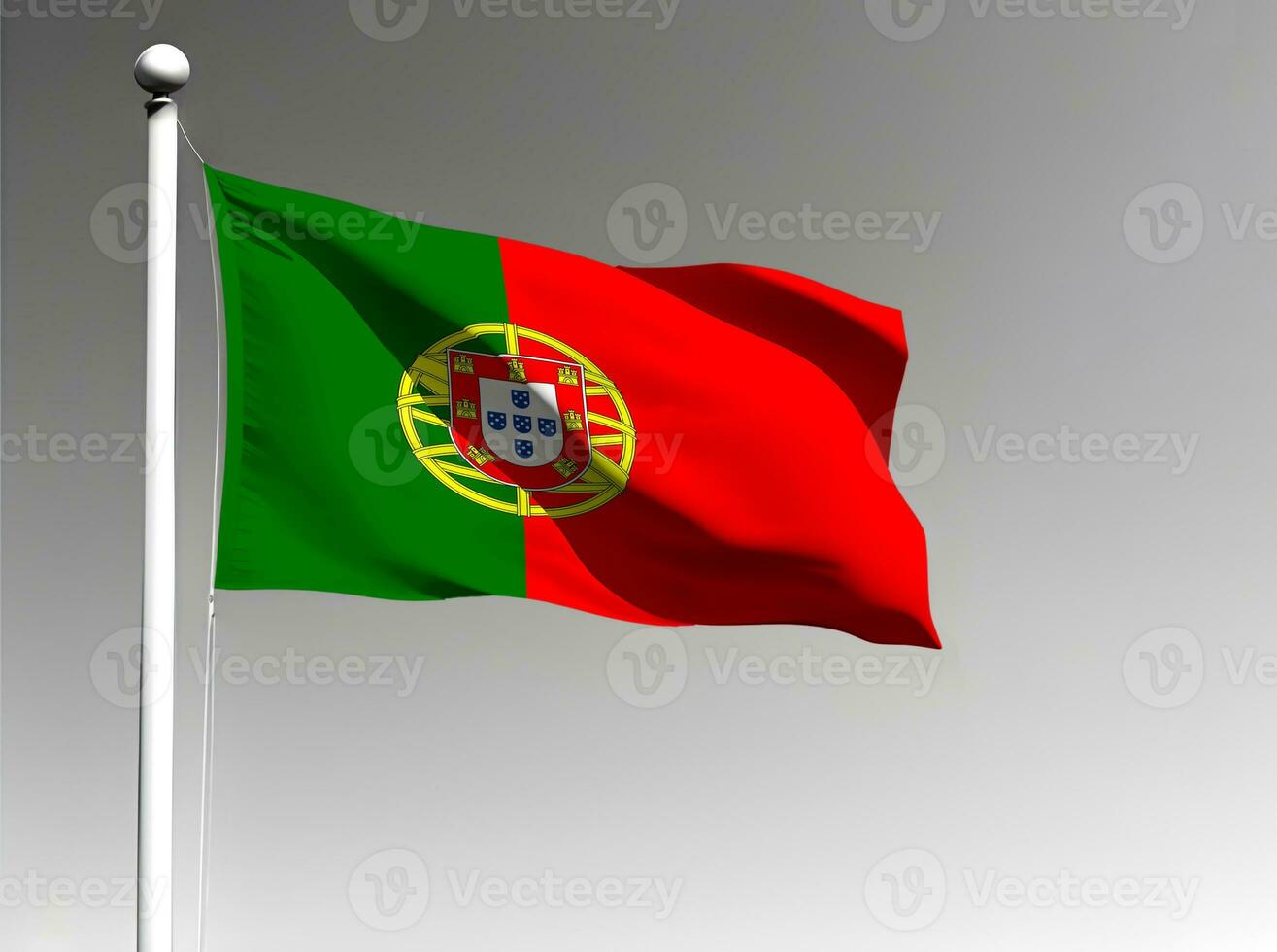 Portugal nationaal vlag golvend Aan grijs achtergrond foto