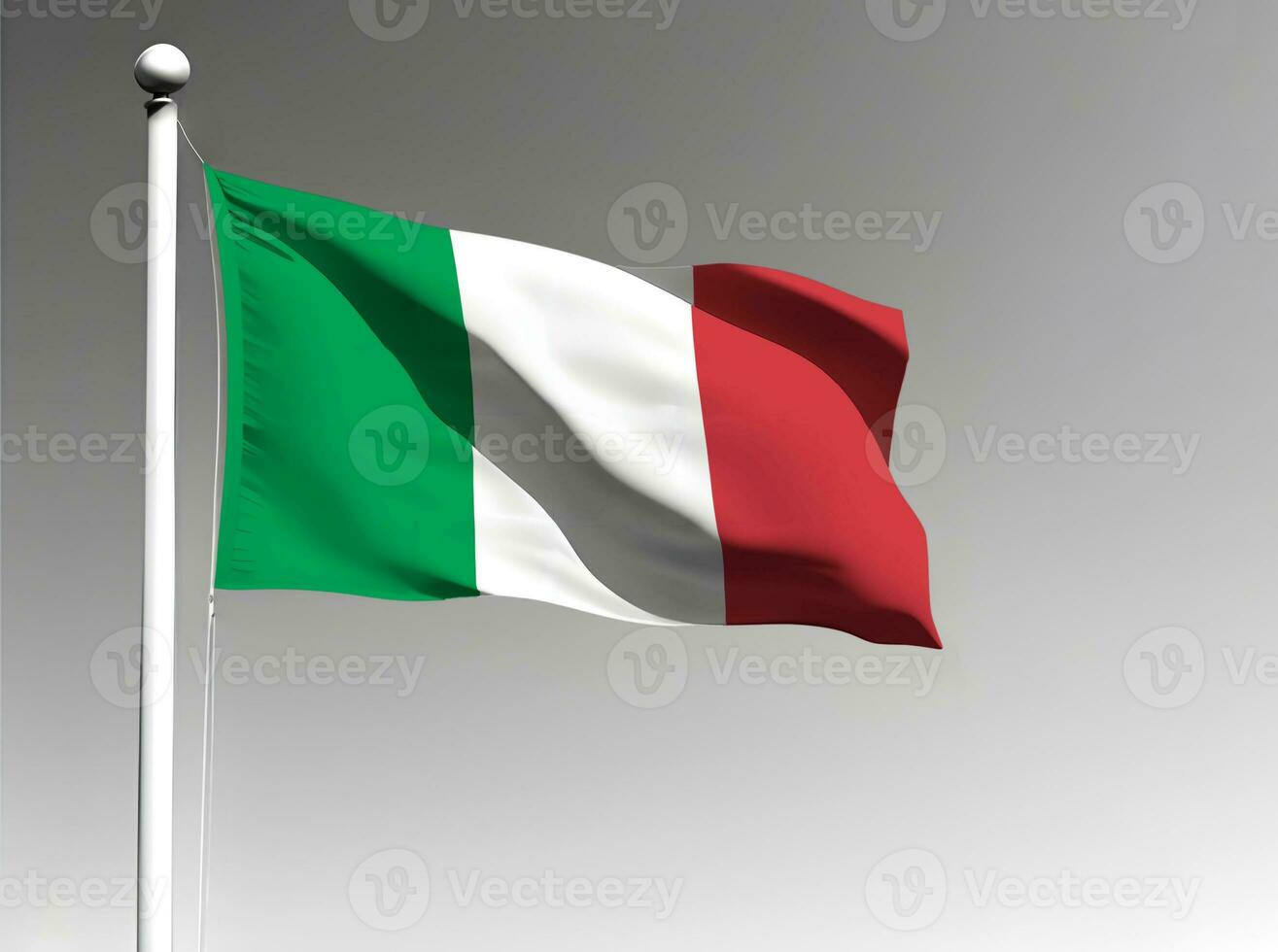 Italië nationaal vlag golvend Aan grijs achtergrond foto