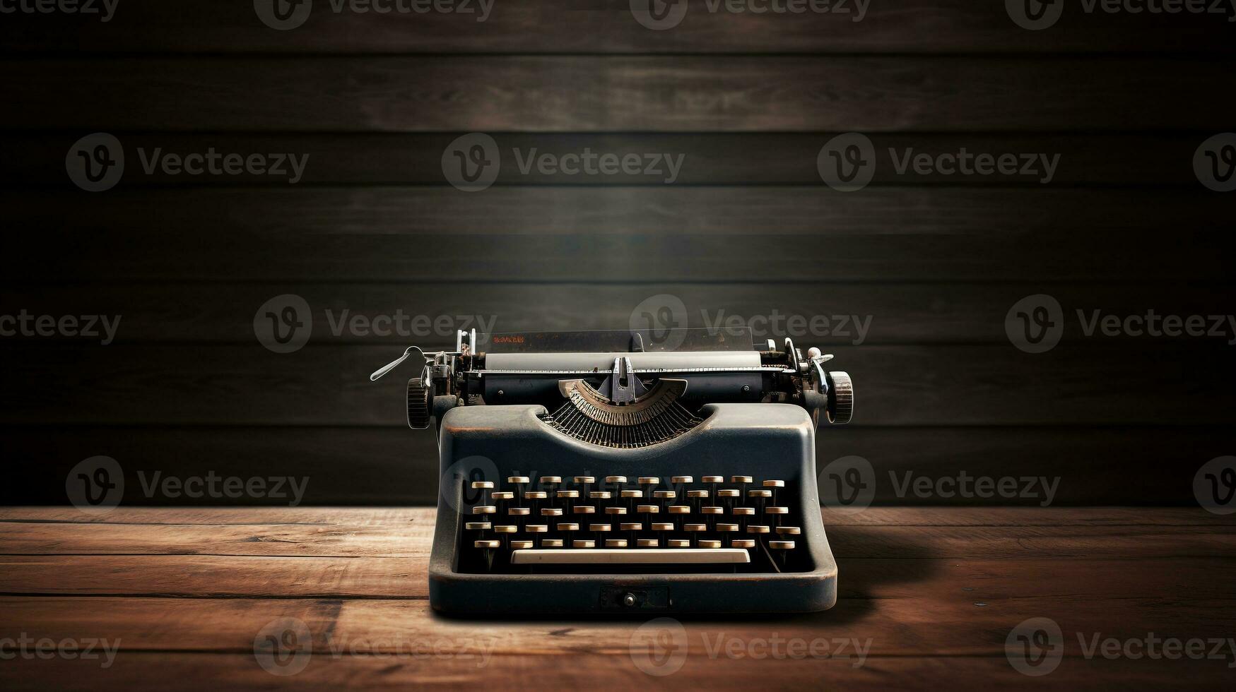 wijnoogst schrijfmachine Aan rustiek houten achtergrond ai generatief foto