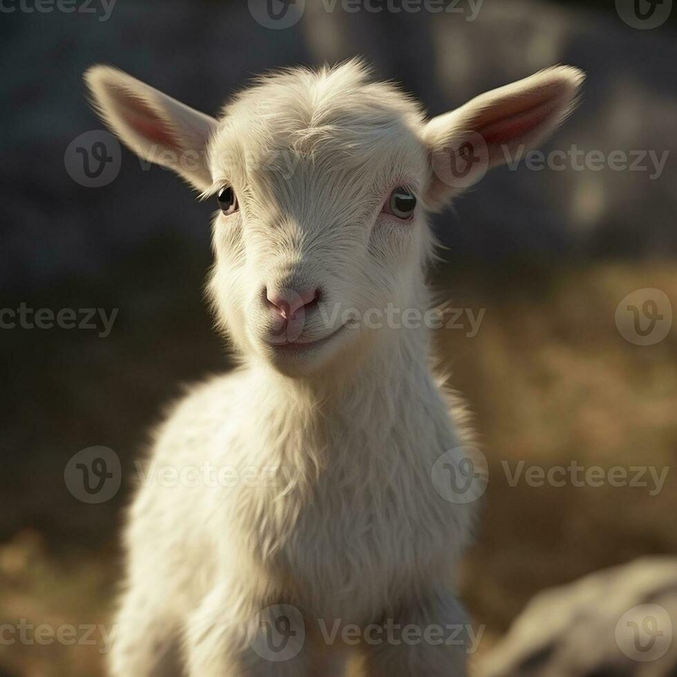 heel schattig baby geit realistisch indrukwekkend afbeelding ai gegenereerd beeld foto