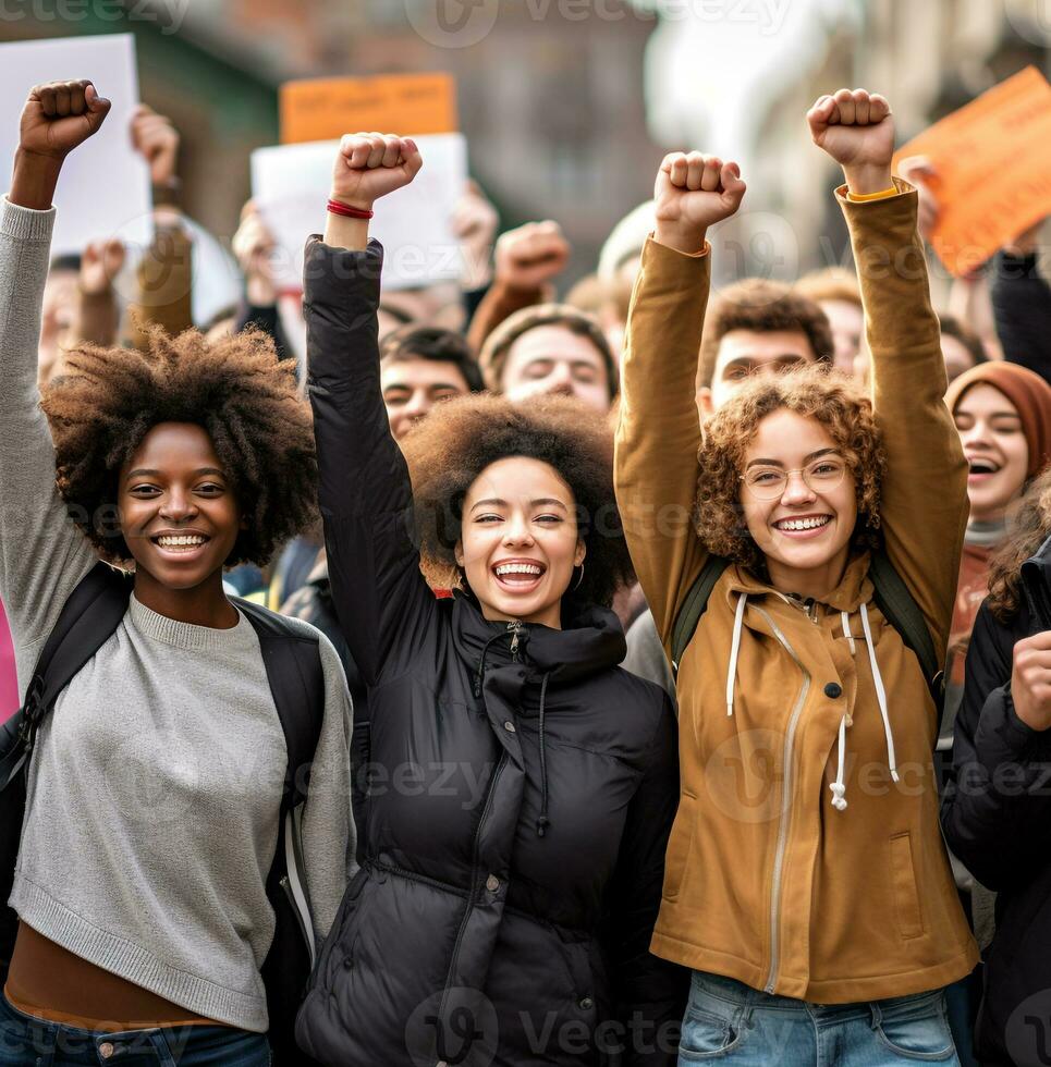 een groep van studenten protesteren voor een oorzaak, wereld studenten dag afbeeldingen foto