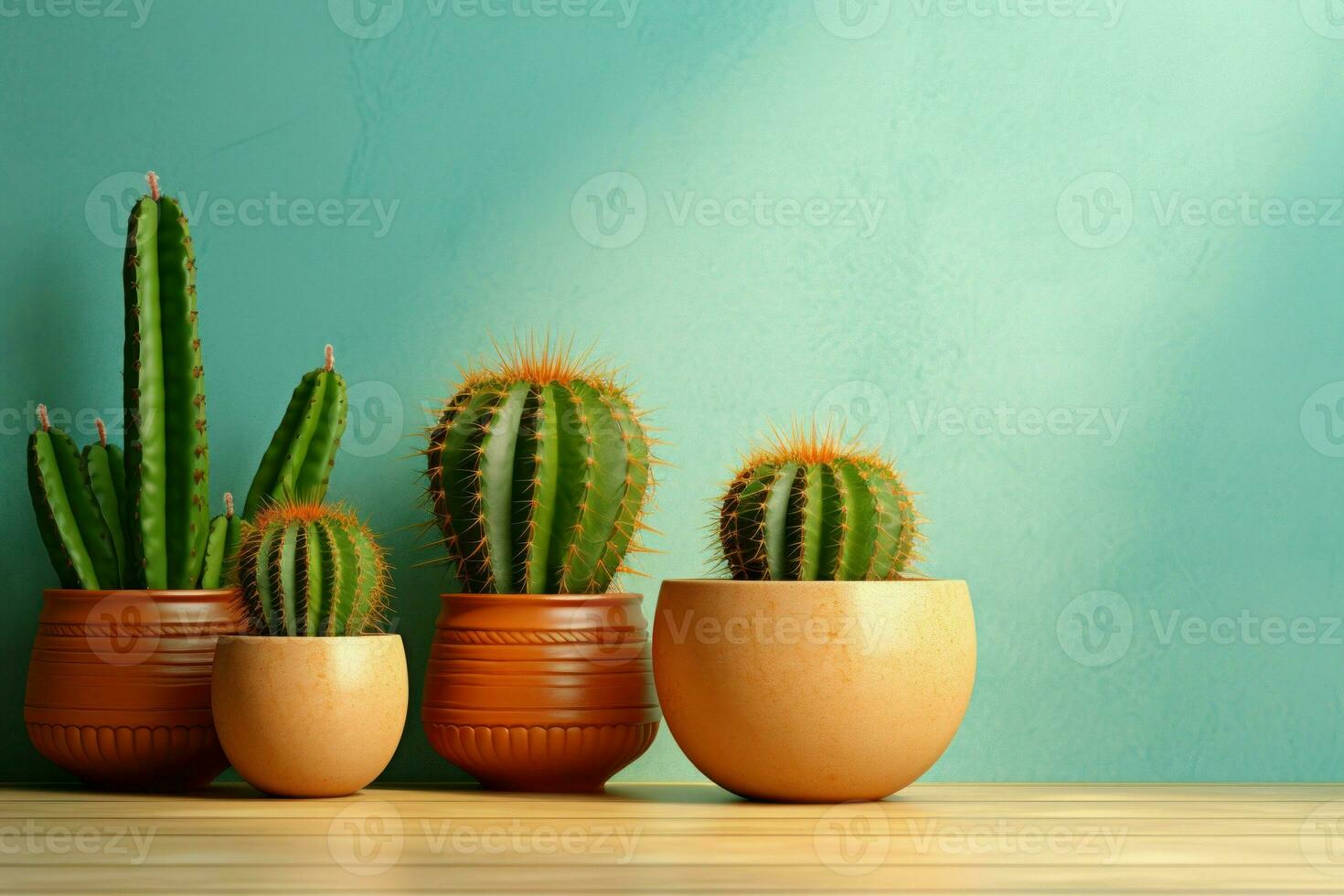 levendig cactus mockup blauw achtergrond. genereren ai foto