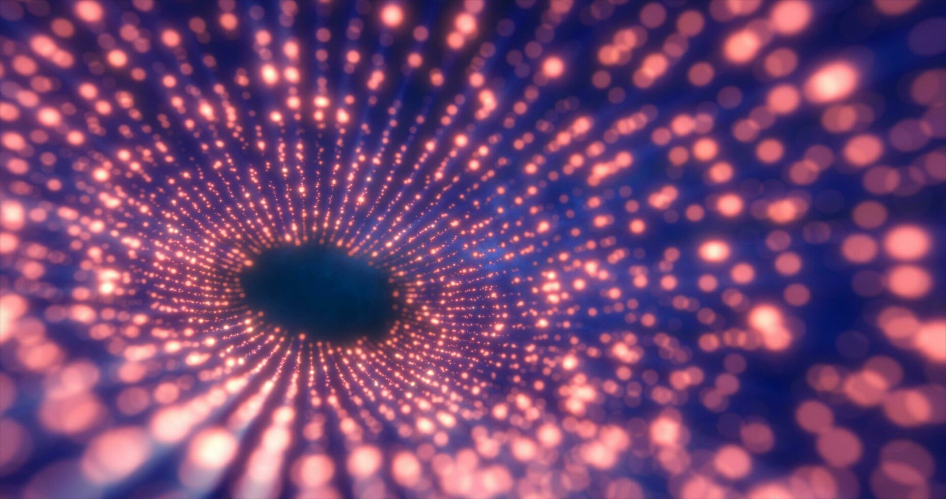 tunnel van rood energie deeltjes wazig bokeh gloeiend helder abstract achtergrond foto