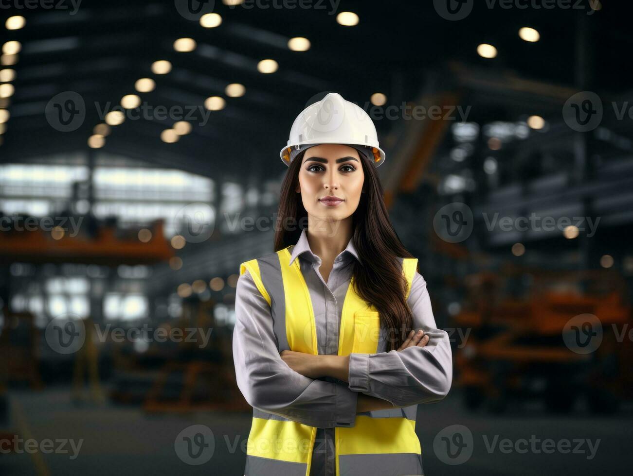 foto schot van een natuurlijk vrouw werken net zo een bouw arbeider ai generatief