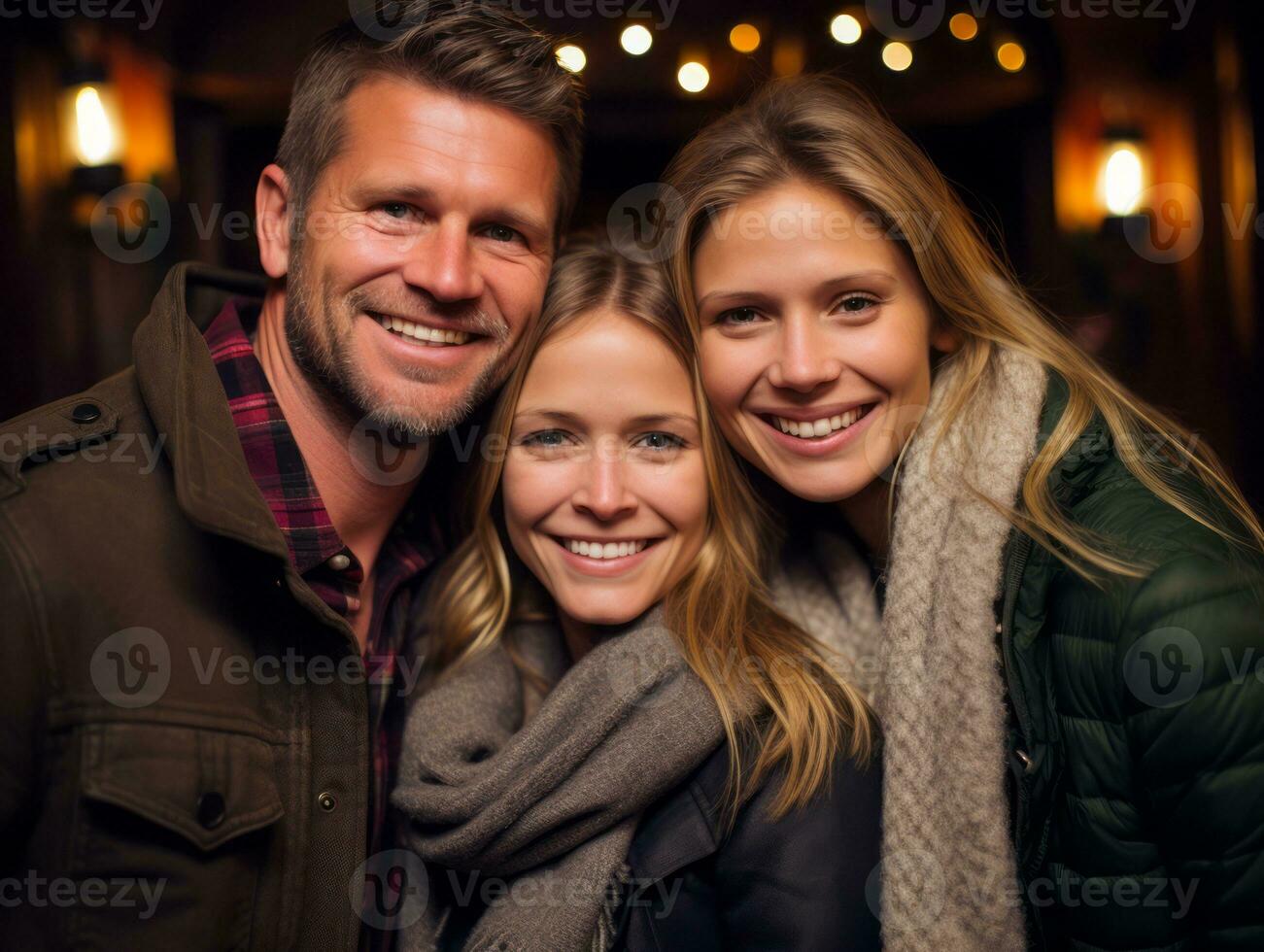 de familie geniet vieren Kerstmis vooravond samen ai generatief foto