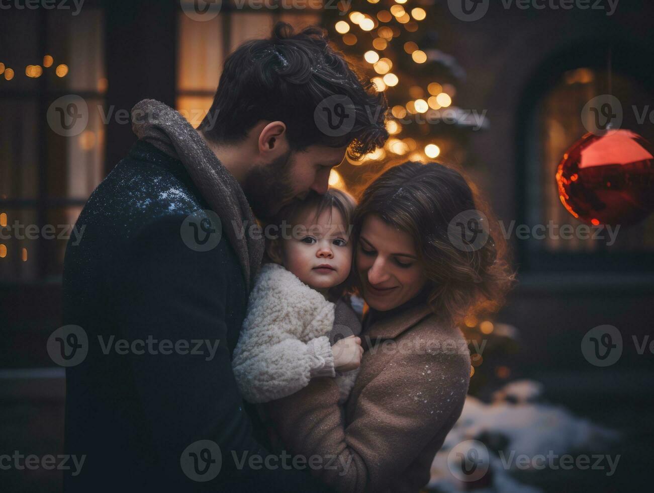 de familie geniet vieren Kerstmis vooravond samen ai generatief foto