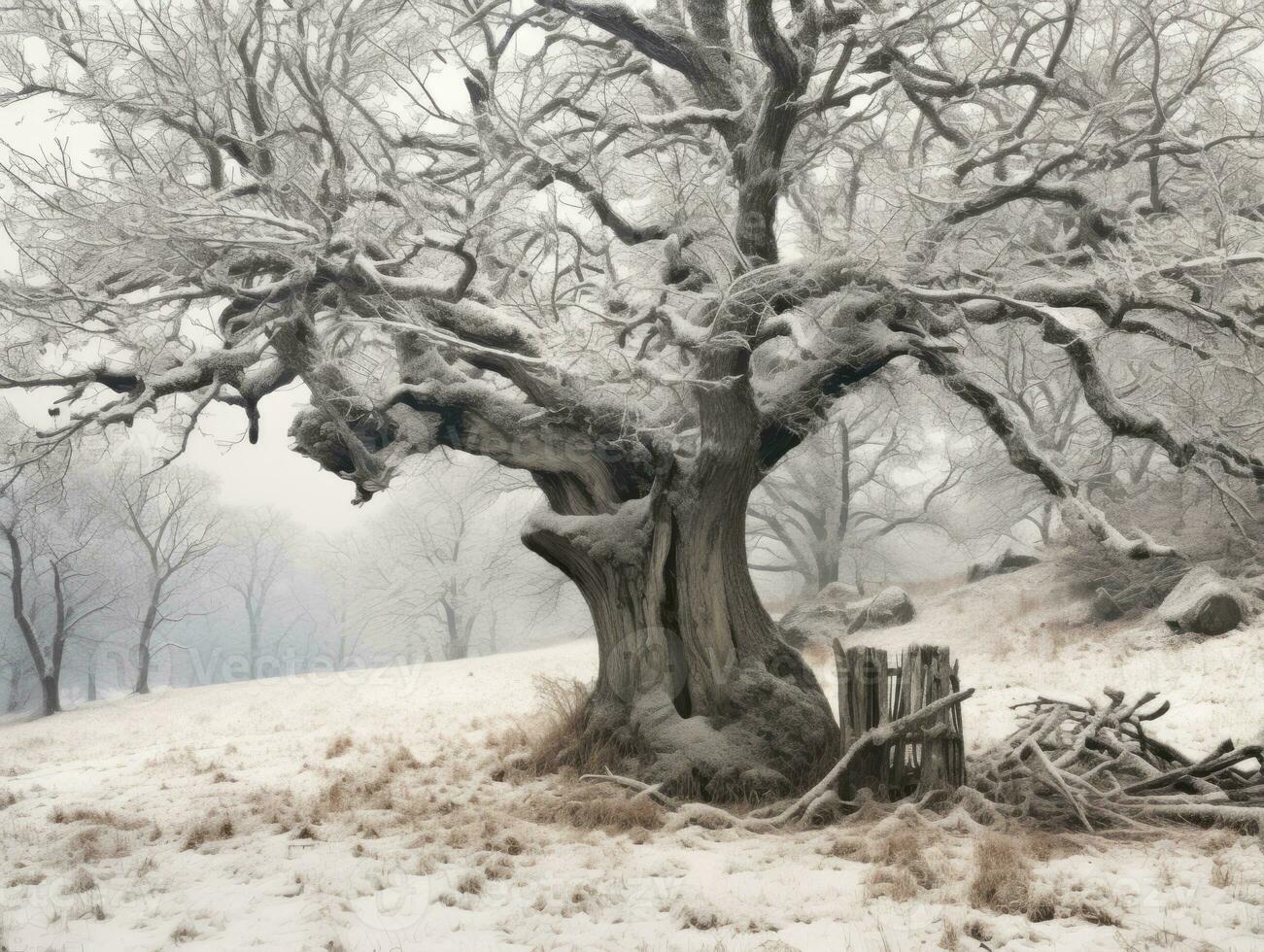 minimalistische winter landschap samenstelling ai generatief foto