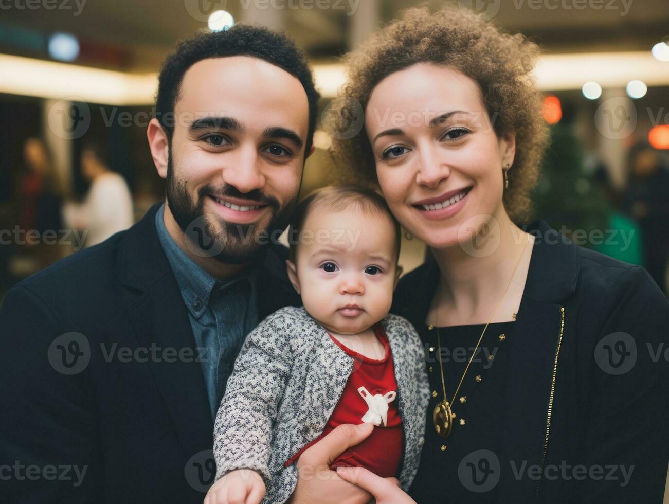 de interraciaal familie geniet vieren Kerstmis vooravond samen ai generatief foto