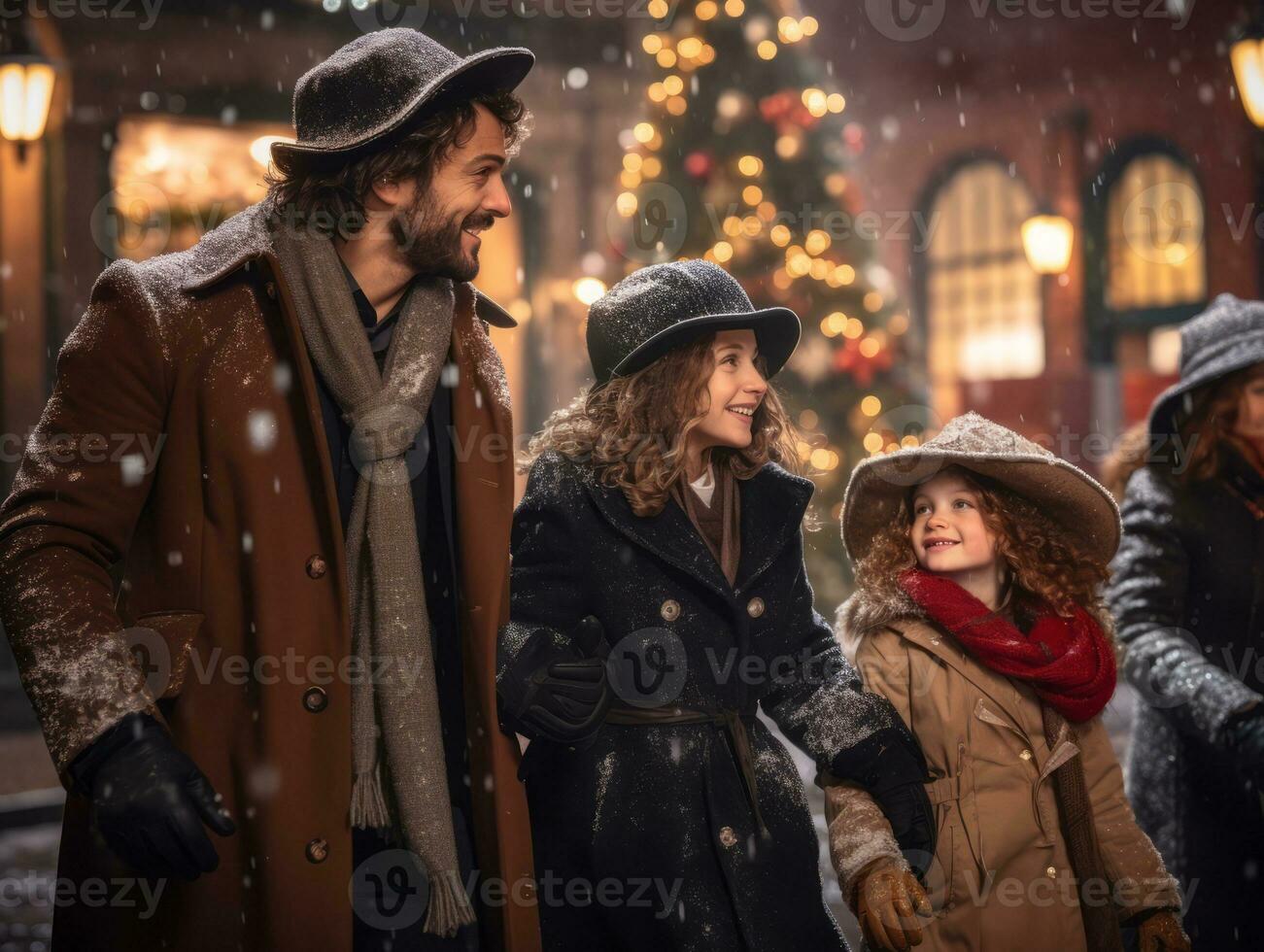 de interraciaal familie geniet vieren Kerstmis vooravond samen ai generatief foto