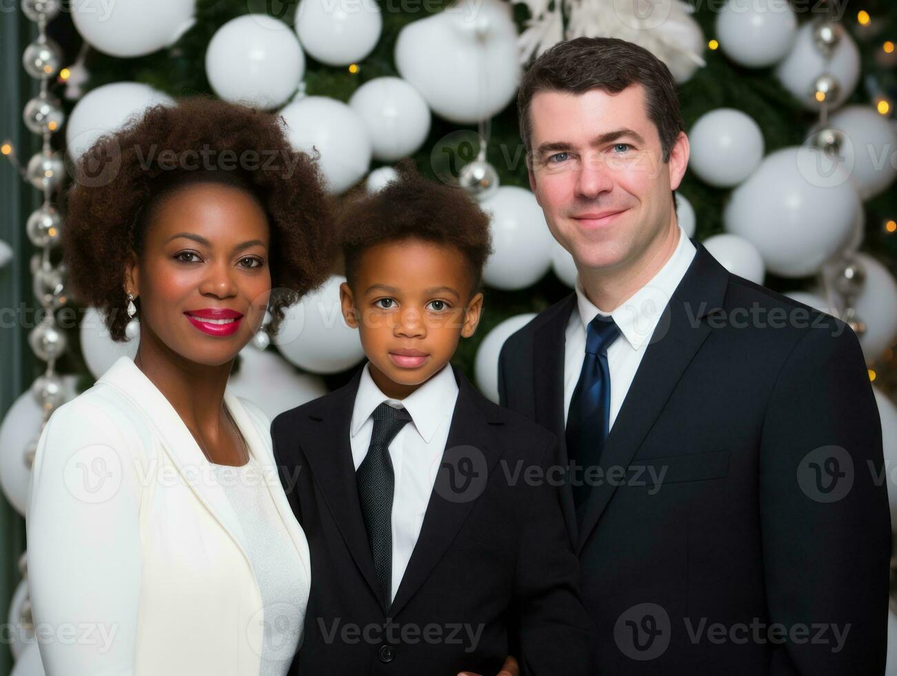 de interraciaal familie geniet vieren Kerstmis vooravond samen ai generatief foto