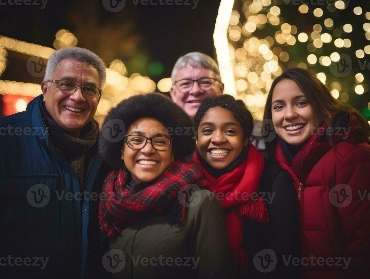 de interraciaal familie geniet vieren Kerstmis vooravond samen ai generatief foto