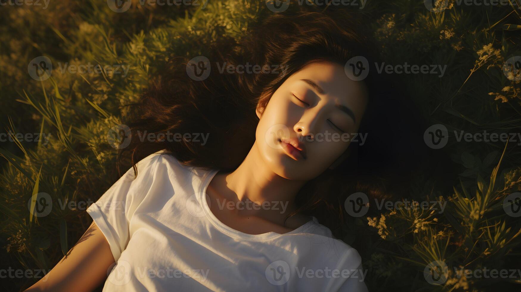 mooi jong Aziatisch vrouw portret, schattig meisje behang achtergrond foto, generatief ai foto