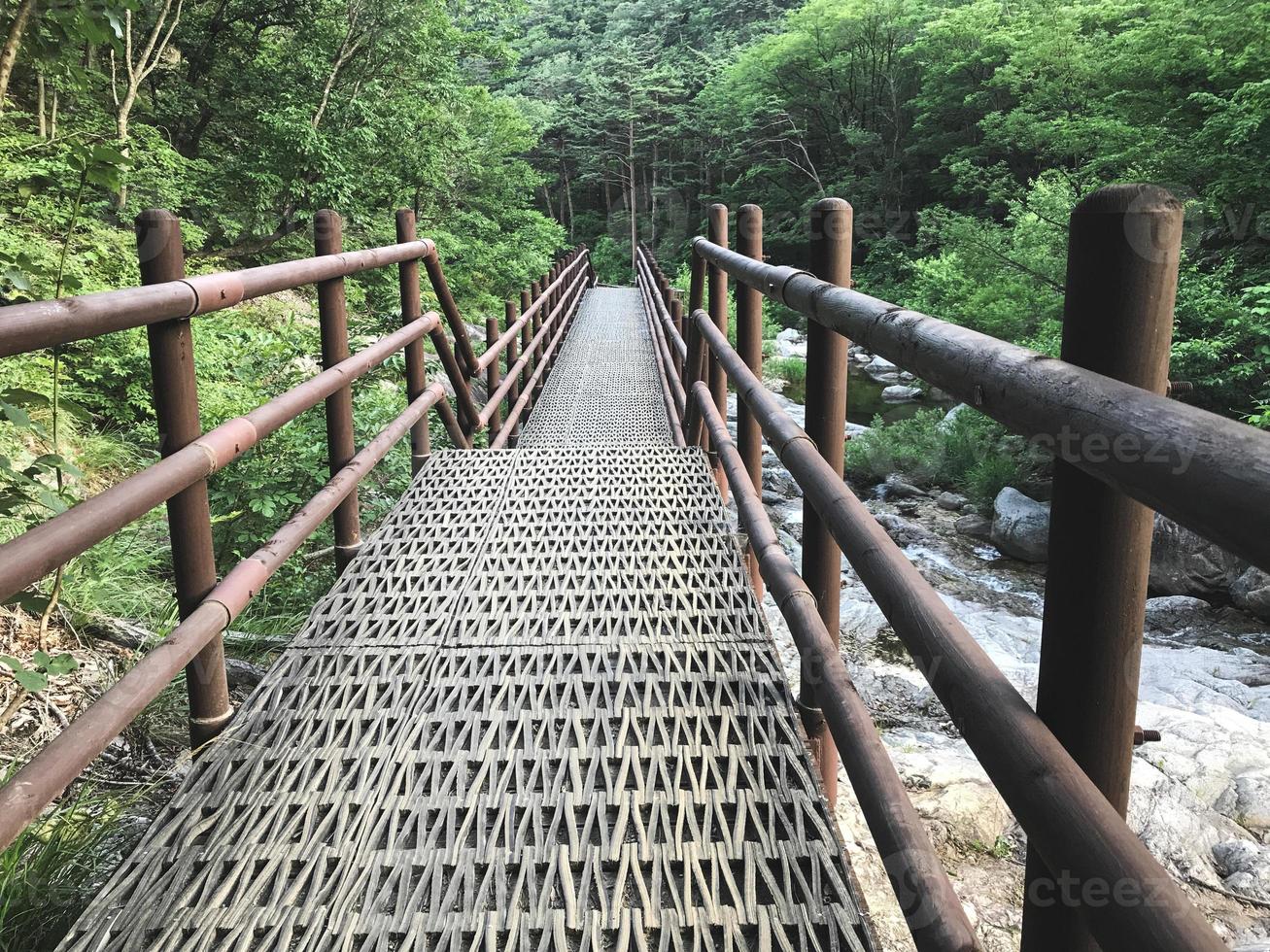 de kleine ijzeren brug in het nationale park Seoraksan. Zuid-Korea foto