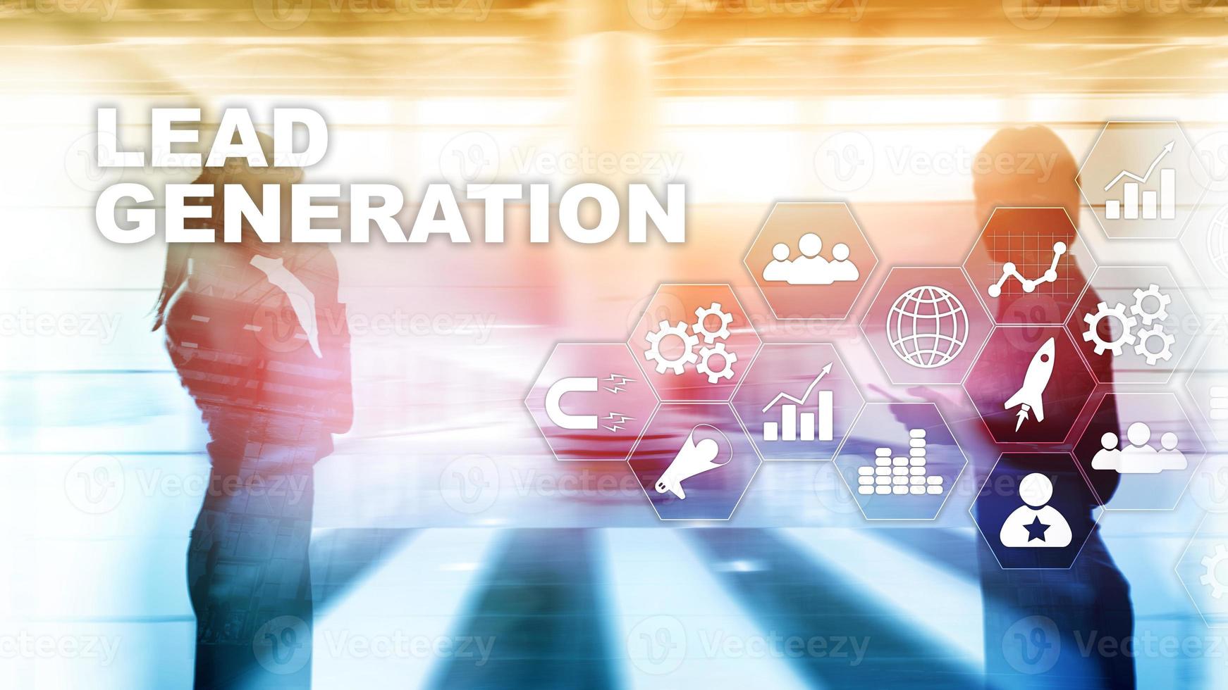 lead generatie analyse zakelijke onderzoeksinteresse concept. marketingstrategie financiële technologie foto