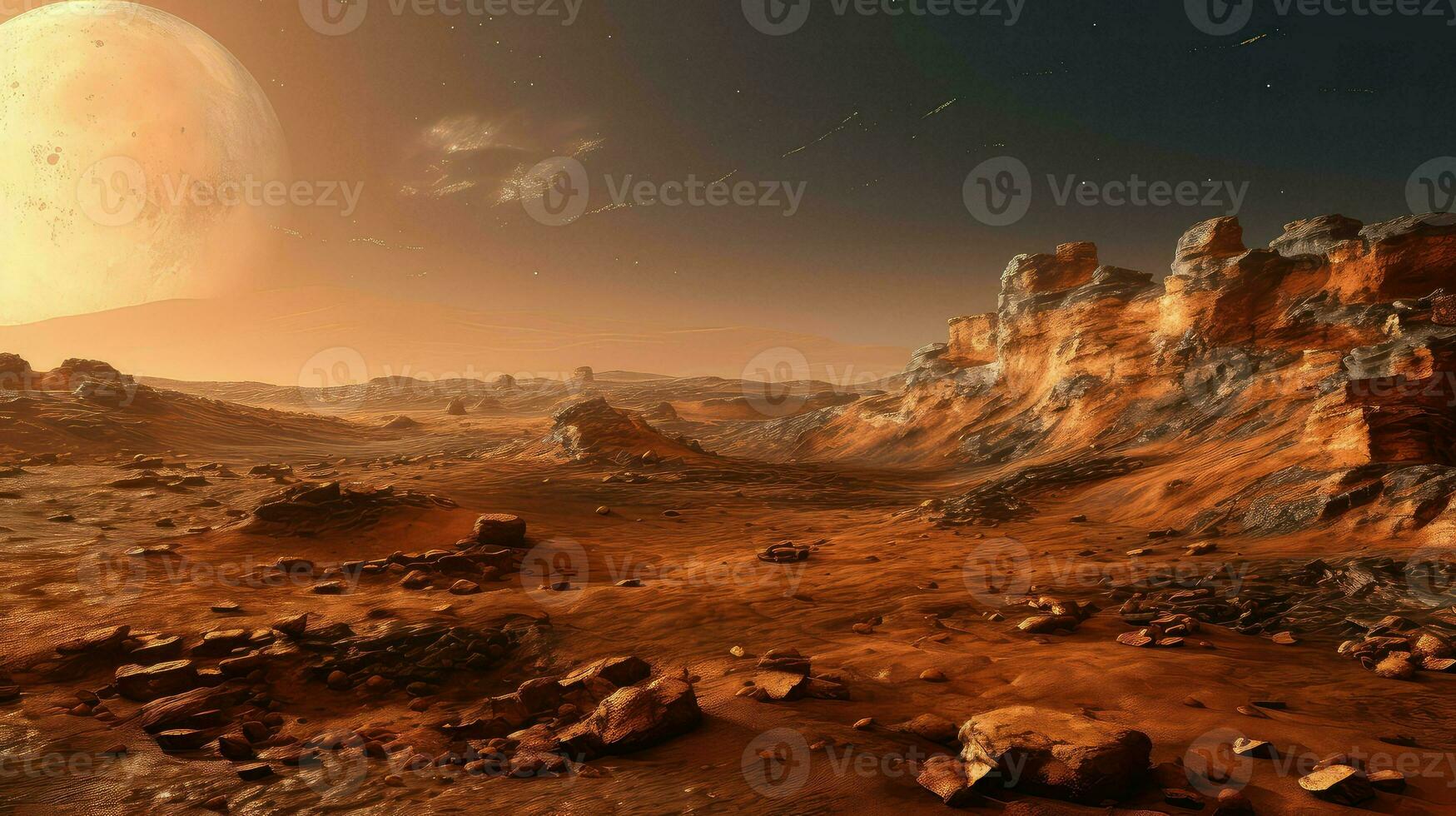 rood Mars planeet landschap ai gegenereerd foto