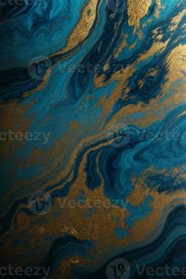 abstract gemarmerd effect achtergrond. blauw creatief kleuren. mooi verf met de toevoeging van goud. ai gegenereerd foto