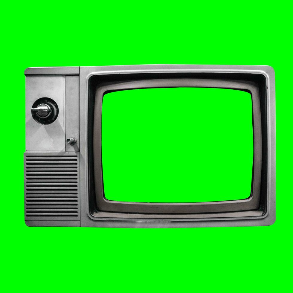 oud retro TV zijn nog steeds leven met groen scherm foto