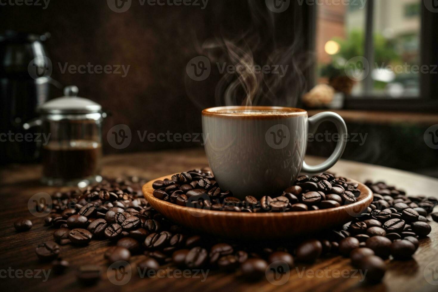 koffie concept met koffie bonen. ai gegenereerd foto