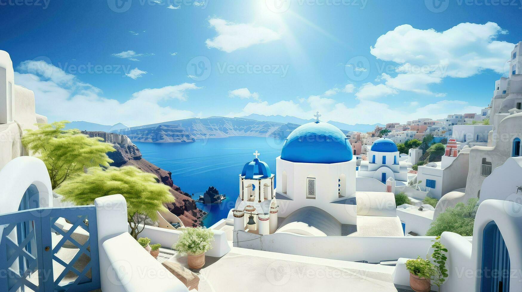 architectuur Grieks eilanden witgekalkt ai gegenereerd foto