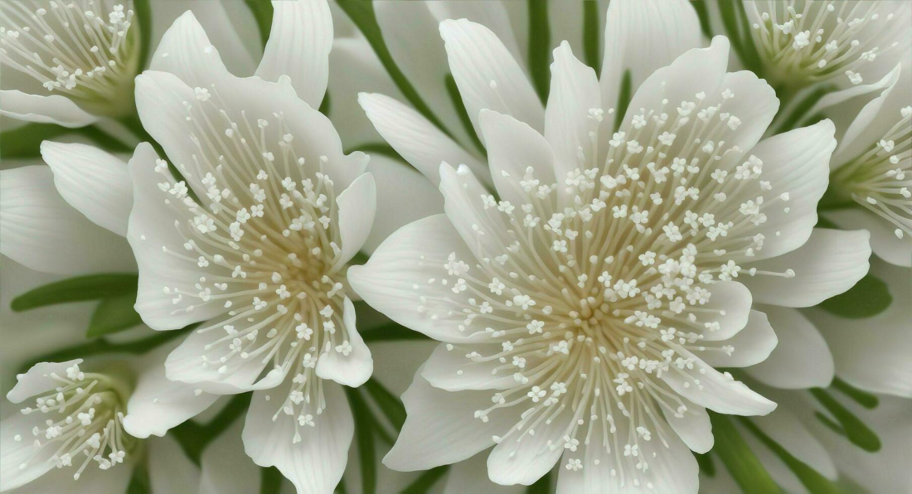 ai gegenereerd. ai generatief - delicaat schoonheid van klein wit bloemen onthuld door macro lens magie foto