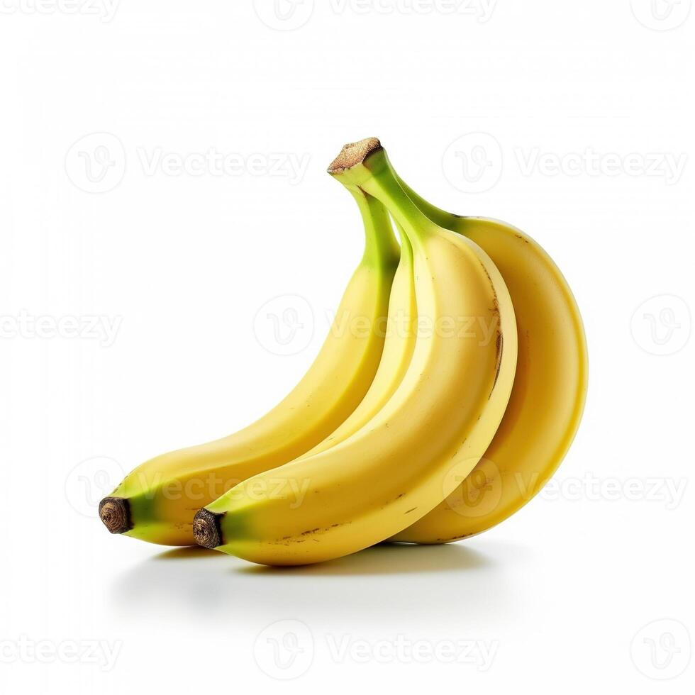 banaan Aan wit achtergrond. generatief ai foto