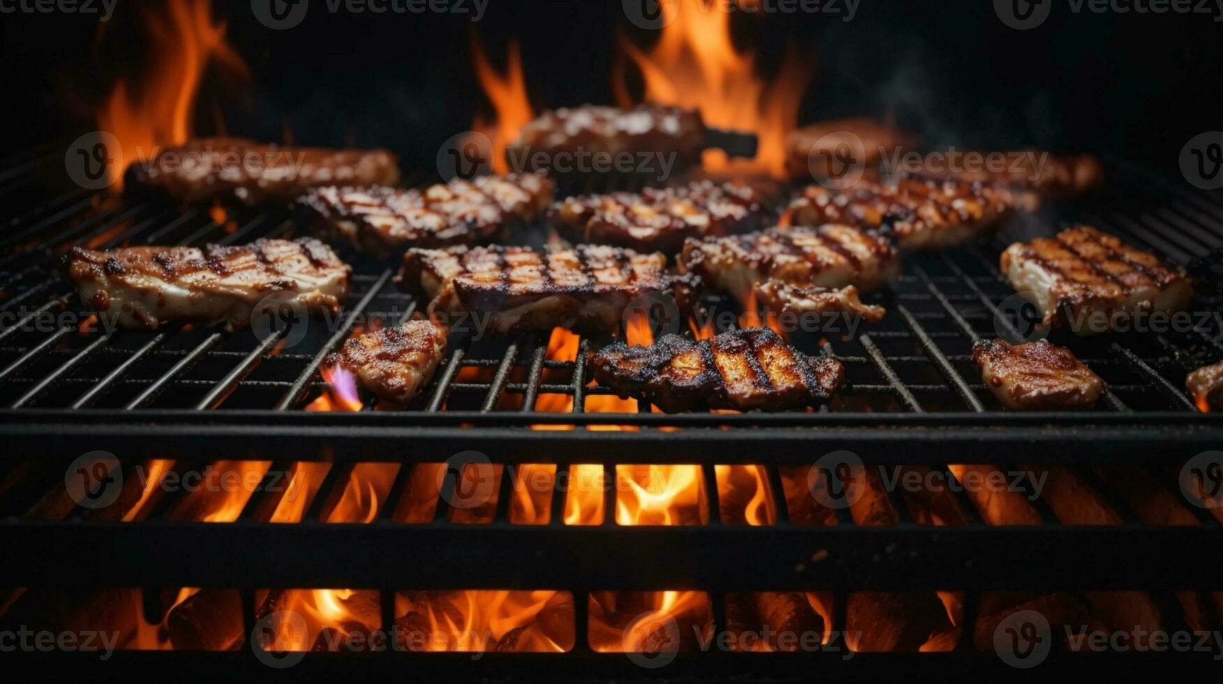 rooster achtergrond - leeg ontslagen barbecue Aan zwart. ai gegenereerd foto