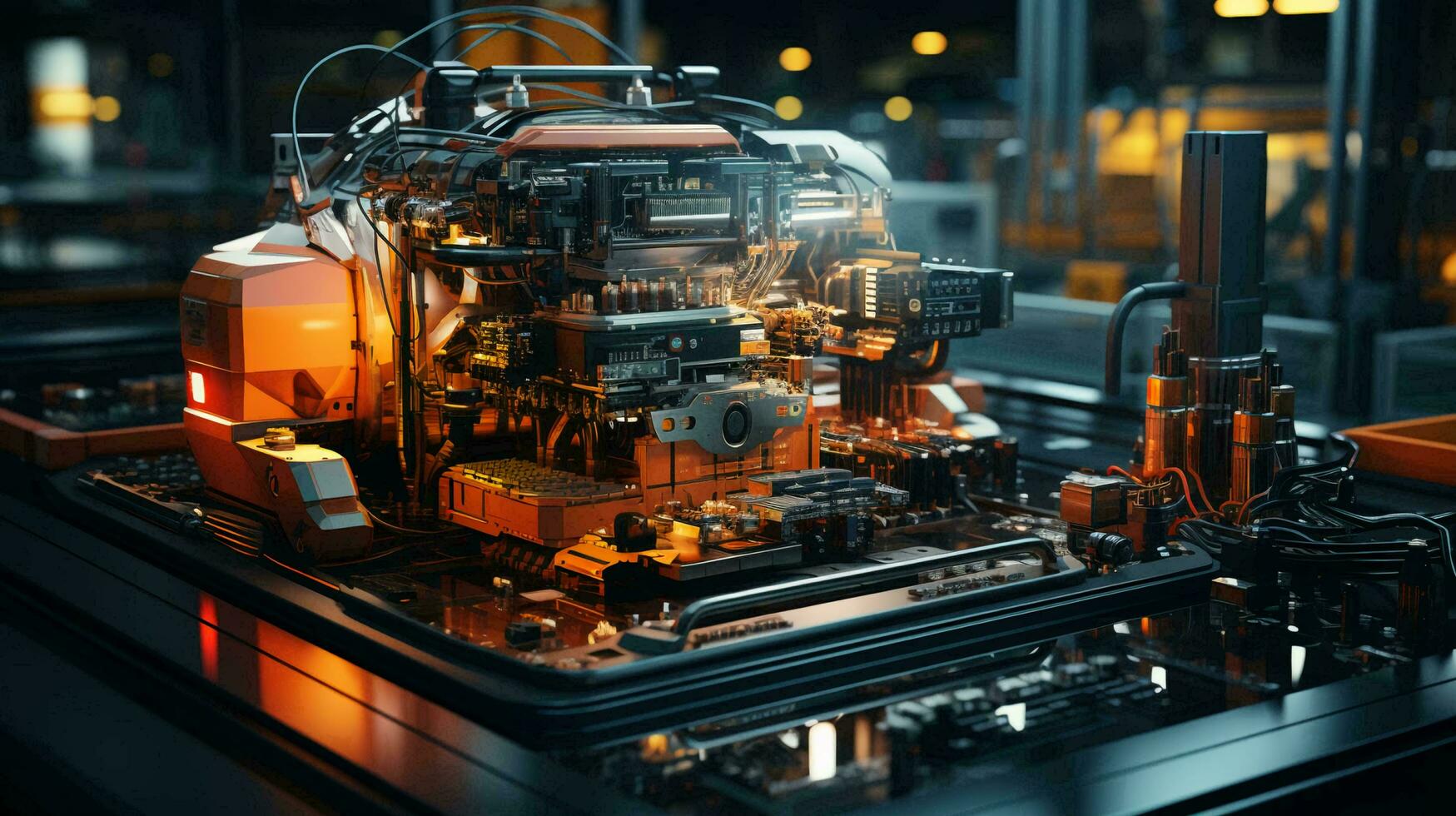 high Tech futuristische industrieel machine voor productie foto