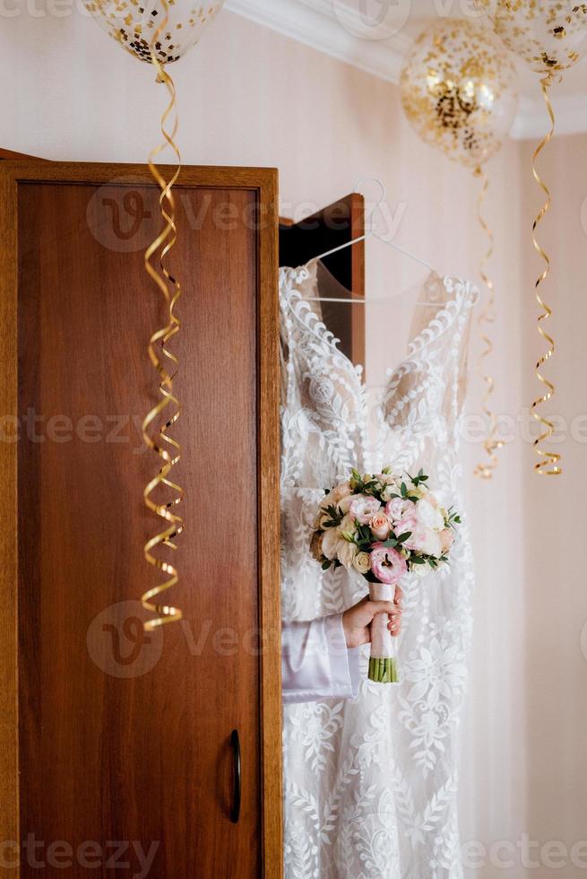 trouwjurk met korset en vetersluiting foto