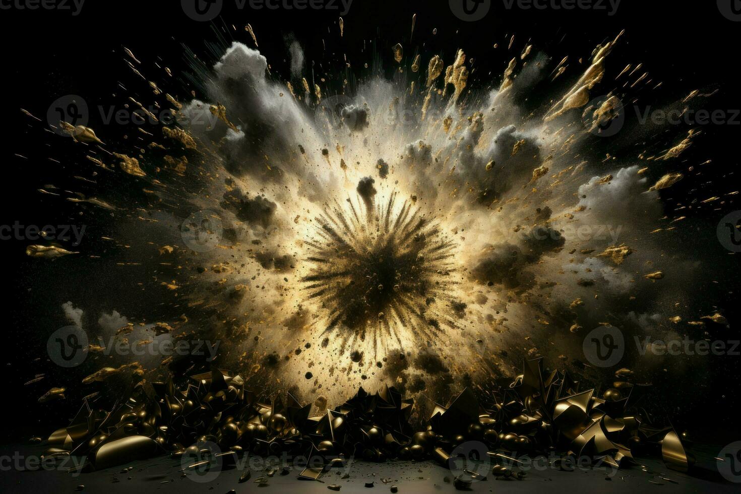 adembenemend zwart goud explosie feest. genereren ai foto
