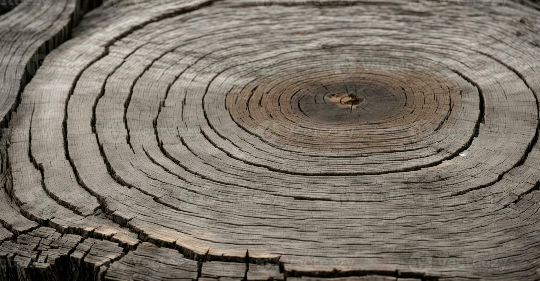 warm grijs besnoeiing hout textuur. gedetailleerd zwart en wit structuur van een gekapt boom romp of stomp. ruw biologisch boom ringen met dichtbij omhoog van einde korrel.. ai gegenereerd foto