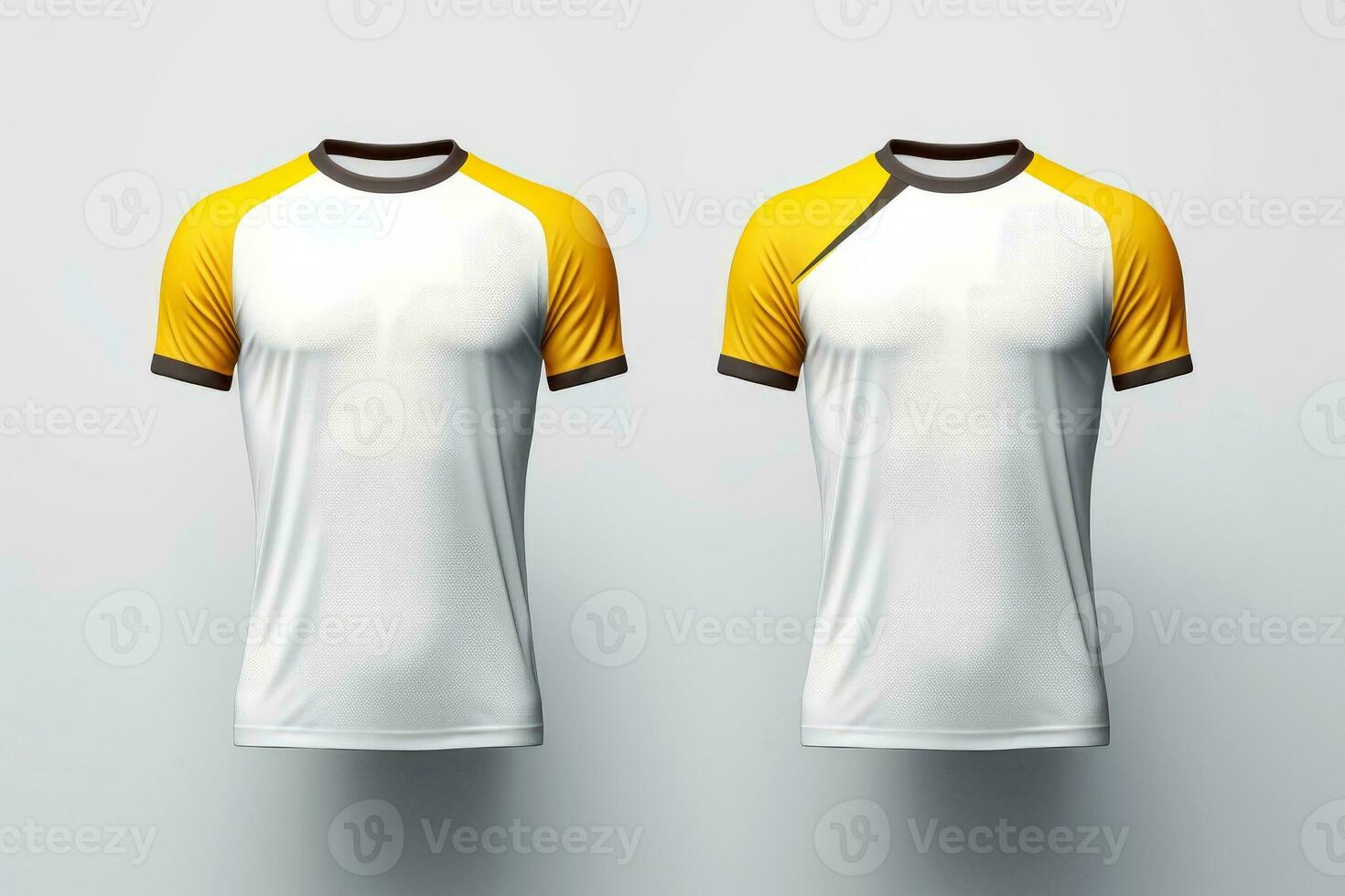 mockup sport- Amerikaans voetbal team uniformen verschillende kleuren shirt, generatief ai illustratie foto