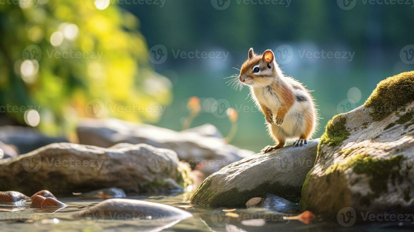 detailopname foto van een chipmunk op zoek in hun leefgebied. generatief ai