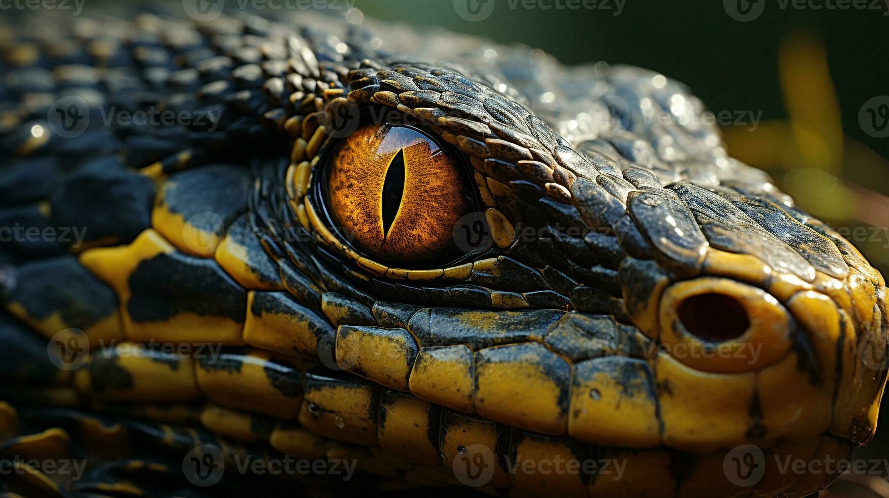 detailopname foto van een anaconda op zoek in hun leefgebied. generatief ai