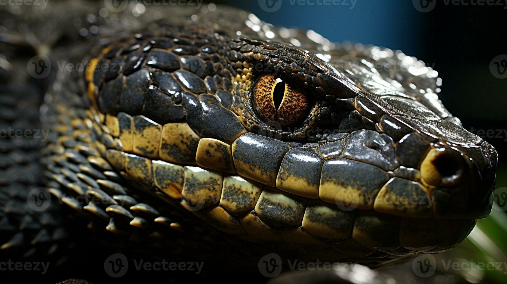 detailopname foto van een anaconda op zoek in hun leefgebied. generatief ai