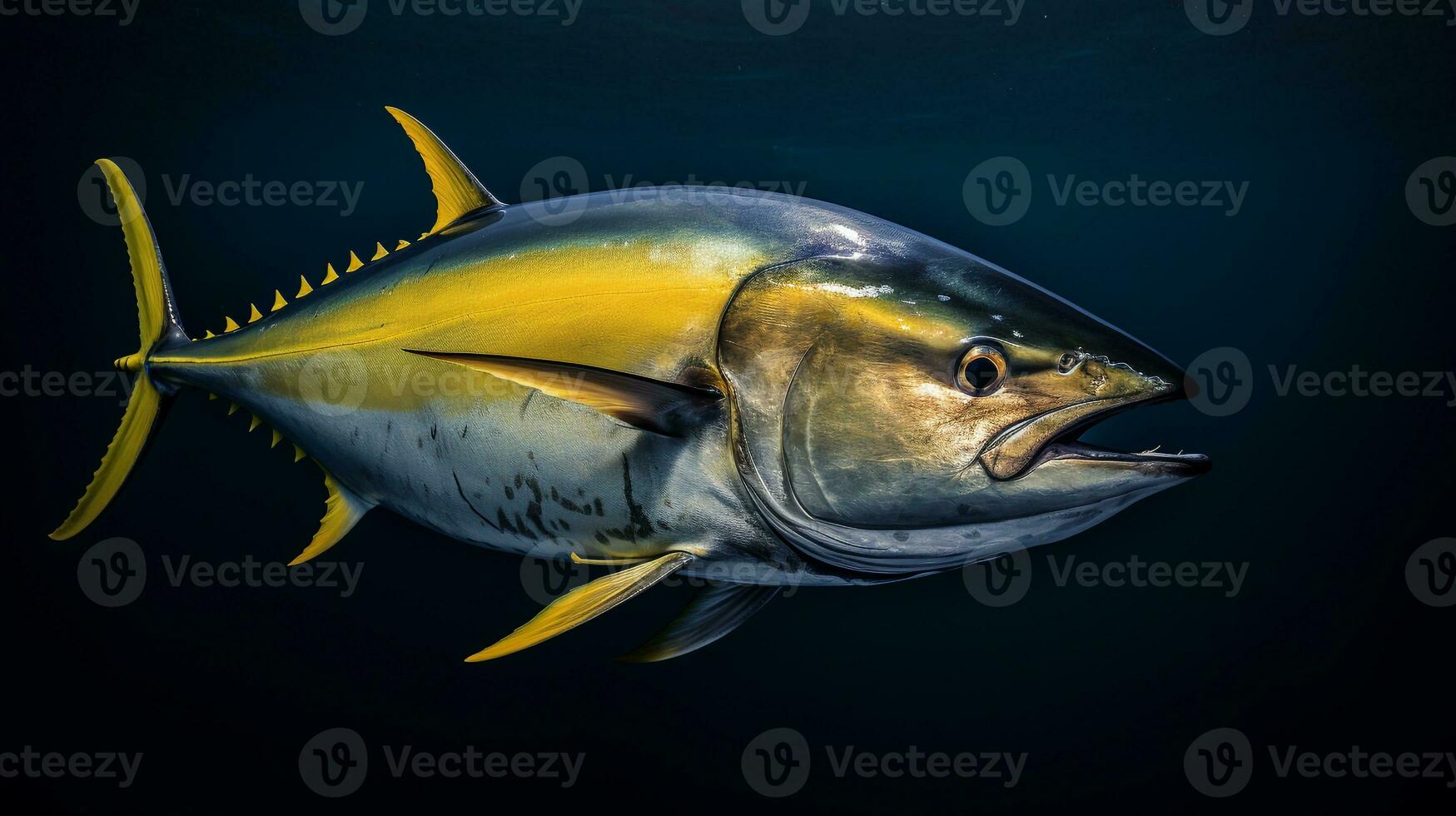 dieren in het wild fotografie van foto van geelvintonijn tonijn. generatief ai