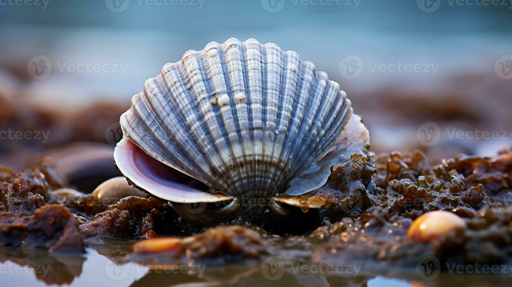 dieren in het wild fotografie van foto van quahog mossel. generatief ai